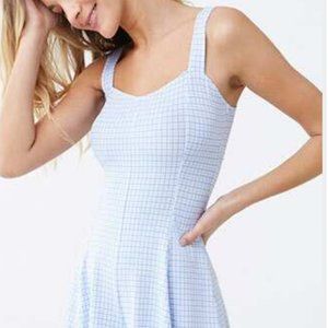Forever 21 Plaid Print Romper PERIWINKLE Ivory S
